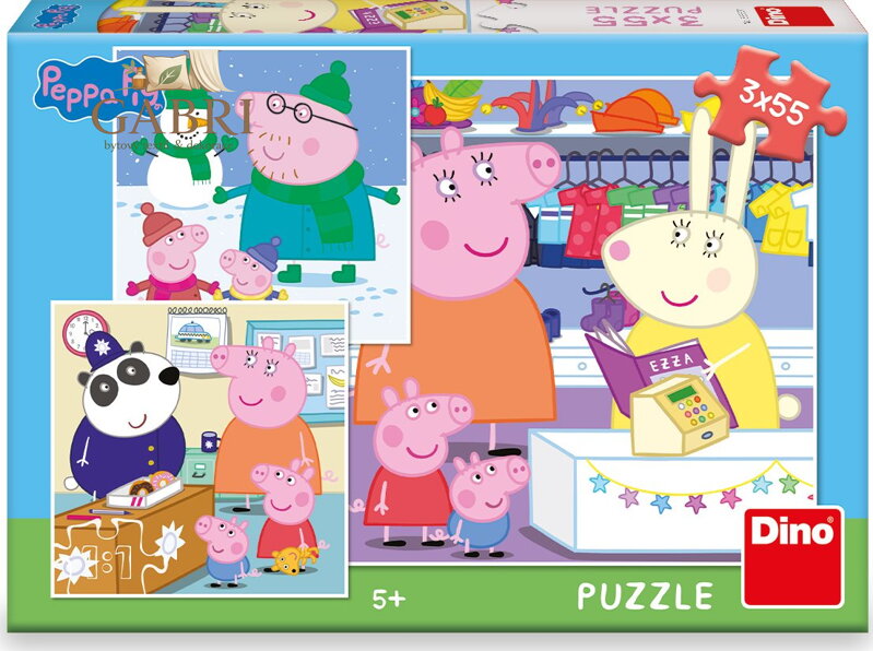 DINO Puzzle Prasátko Peppa 3x55 dílků