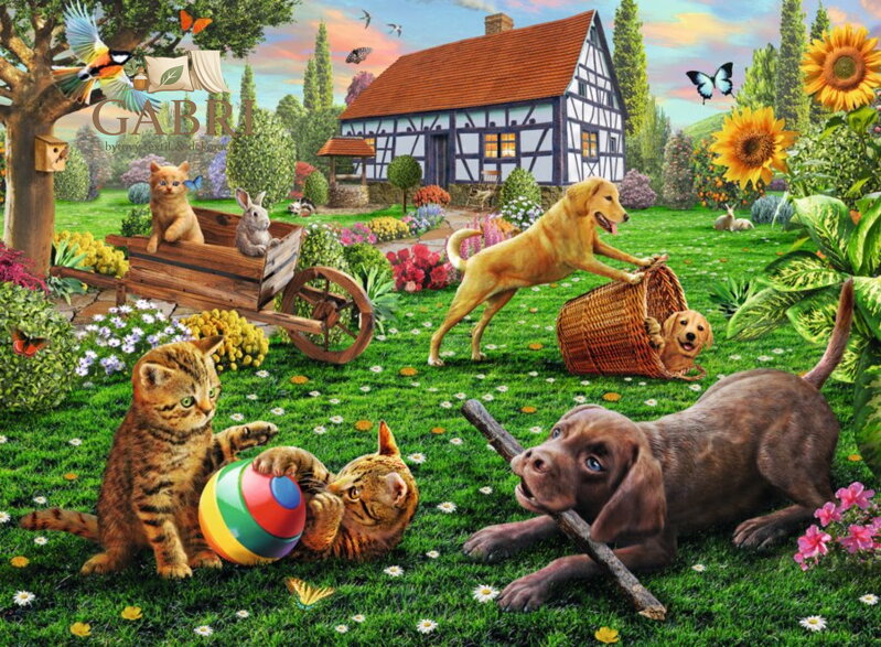 RAVENSBURGER Puzzle Hrátky na zahradě XXL 200 dílků