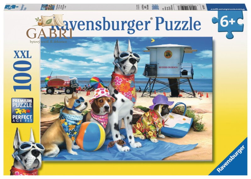 RAVENSBURGER Puzzle Zákaz psů na pláži XXL 100 dílků