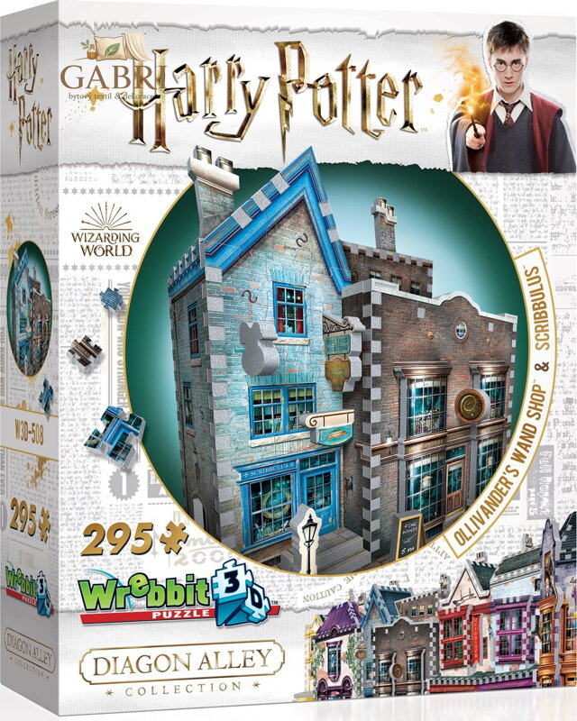 WREBBIT 3D puzzle Harry Potter: Obchod s hůlkami pana Olivandera a Scribbulus 295 dílků