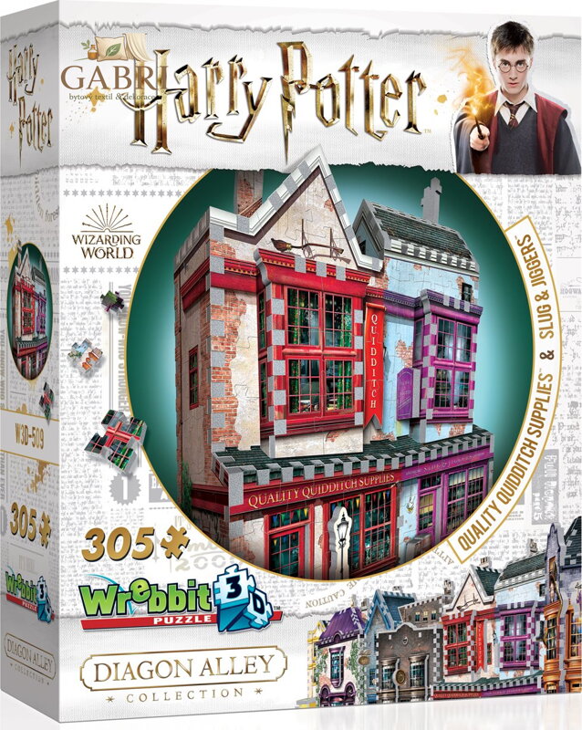 WREBBIT 3D puzzle Harry Potter: Prvotřídní potřeby pro famfrpál a Slug & Jiggers Apothecary 305 dílků