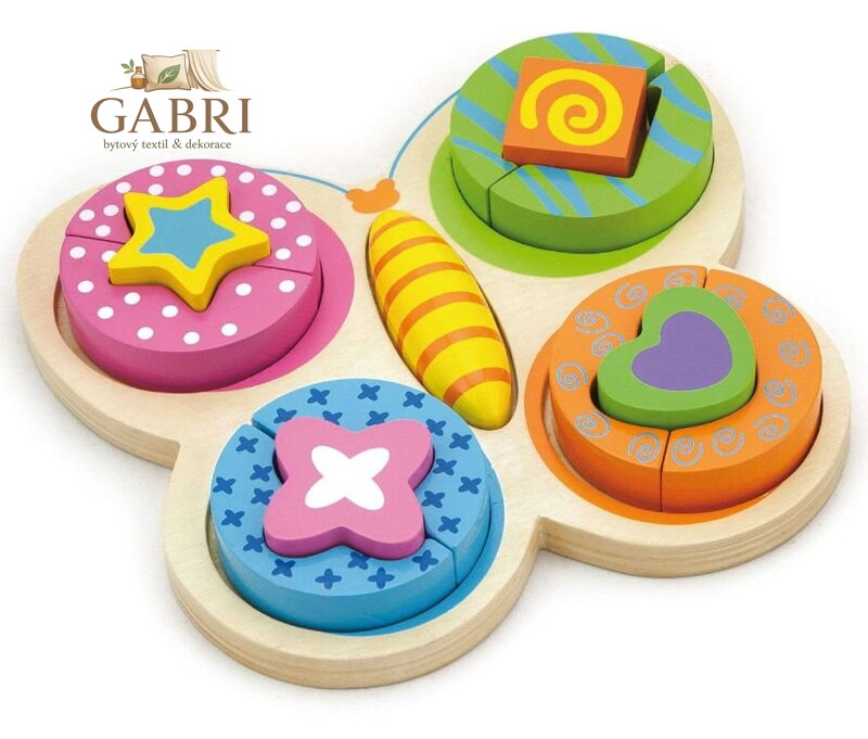 VIGA Dřevěné puzzle Motýlek 13 dílků