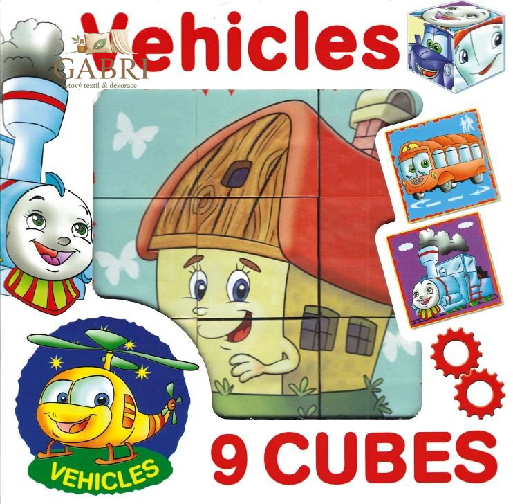 DOHÁNY Obrázkové kostky Dopravní prostředky, 9 kostek