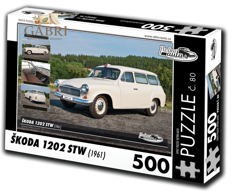 RETRO-AUTA Puzzle č. 80 Škoda 1202 STW sanitní vůz (1961) 500 dílků