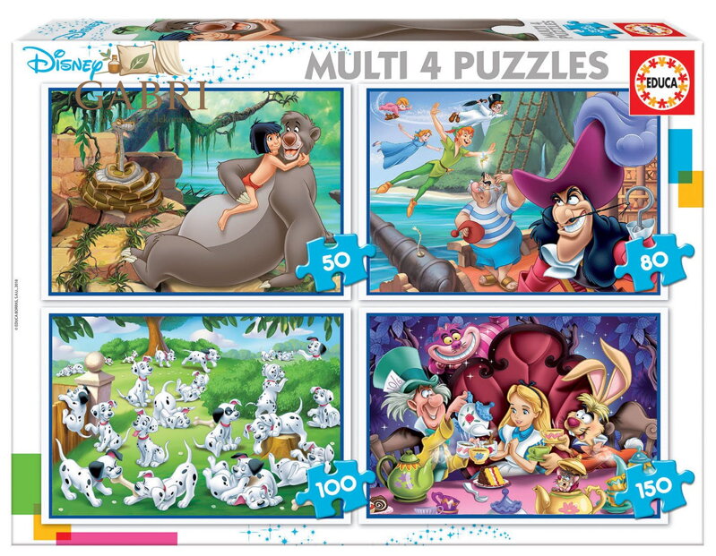 EDUCA Puzzle Disney pohádky 4v1 (50,80,100,150 dílků)