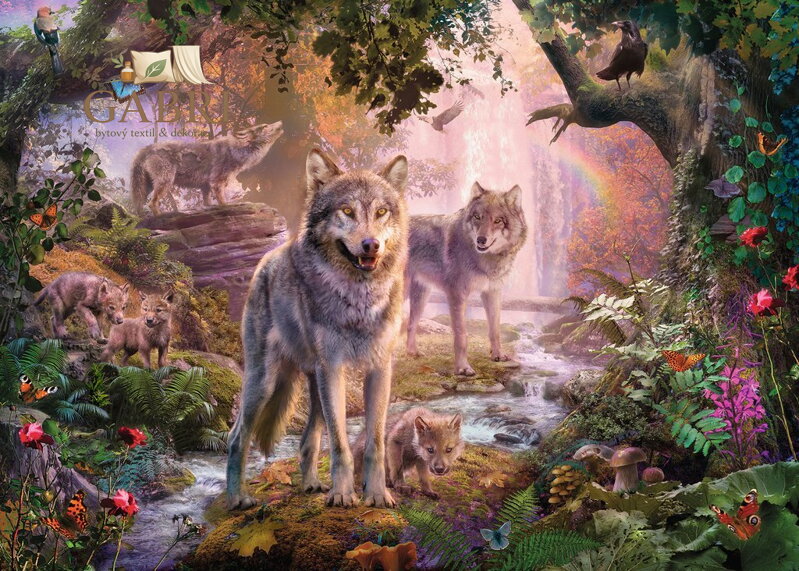 RAVENSBURGER Puzzle Vlčí rodina v létě 1000 dílků