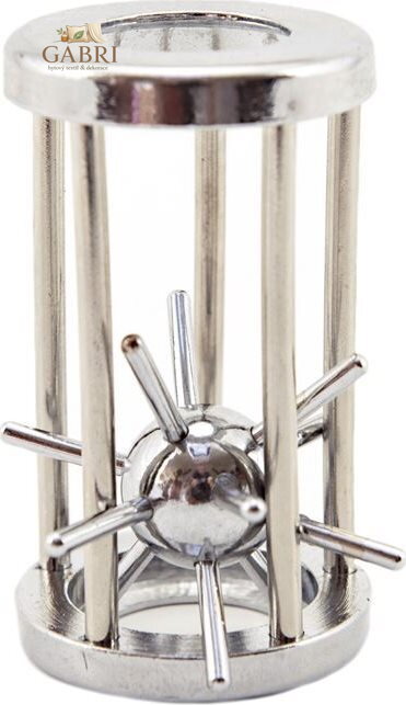 Kovový hlavolam Ježek v kleci (chromovaný)