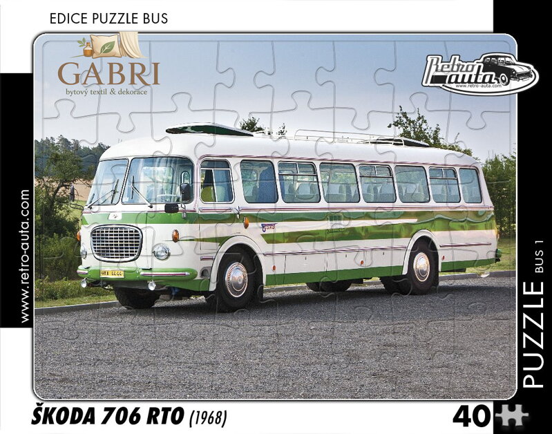 RETRO-AUTA Puzzle BUS č.1 Škoda 706 RTO (1968) 40 dílků
