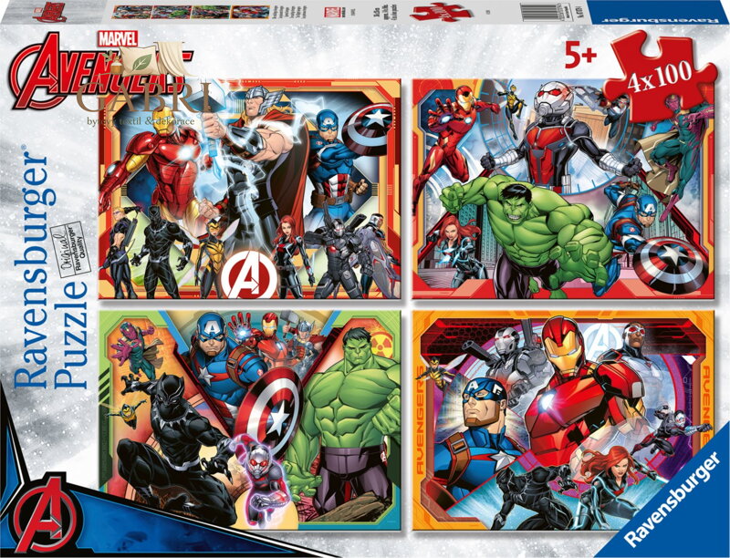 RAVENSBURGER Puzzle Mocní Avengers 4x100 dílků