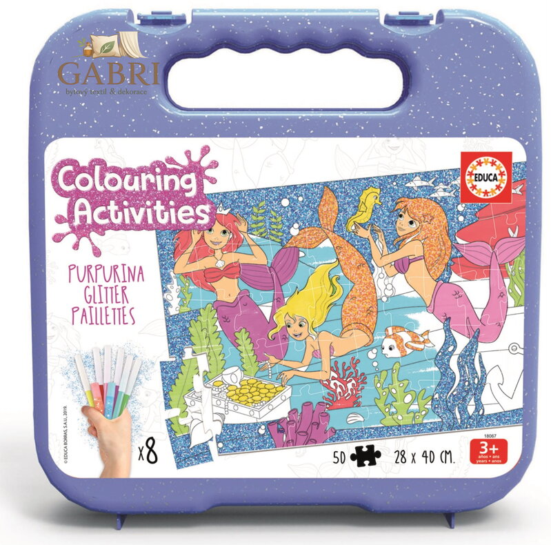 EDUCA Vybarvovací puzzle Mořské panny 50 dílků s fixy