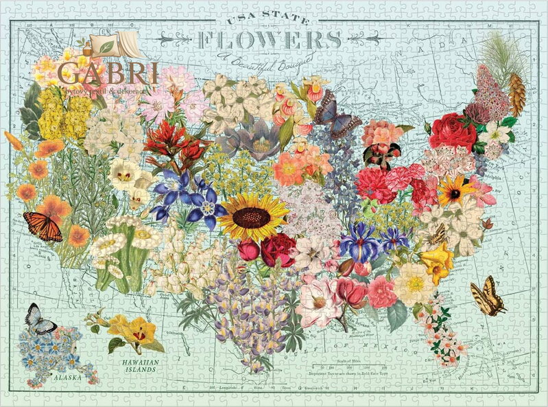 GALISON Puzzle USA z květin 1000 dílků