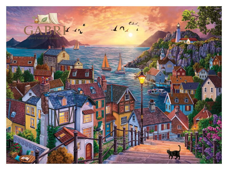 ANATOLIAN Puzzle Pobřežní město při západu slunce 1000 dílků