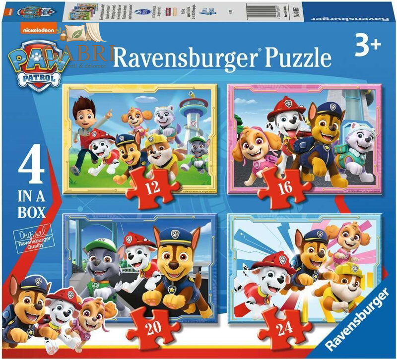 RAVENSBURGER Puzzle Tlapková patrola 4v1 (12, 16, 20, 24 dílků)