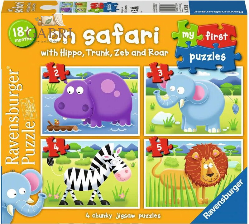 RAVENSBURGER Moje první puzzle: Na safari 4v1 (2,3,4,5 dílků)
