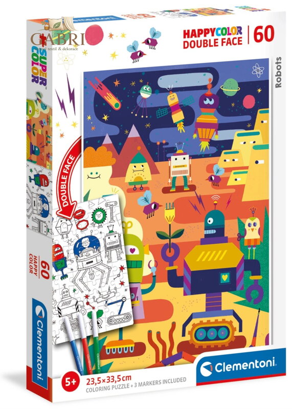 CLEMENTONI Oboustranné puzzle Roboti 60 dílků