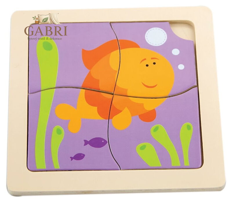 VIGA Dřevěné puzzle Rybka 4 dílky
