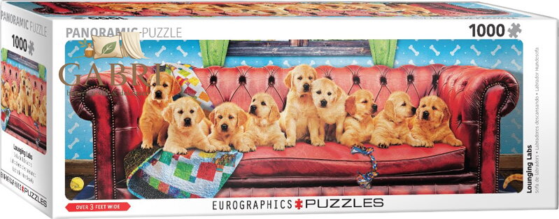 EUROGRAPHICS Panoramatické puzzle Labradoři na psí pohovce 1000 dílků
