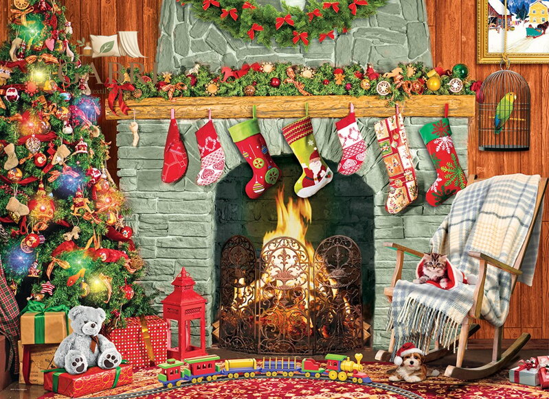 EUROGRAPHICS Puzzle Vánoce u krbu XL 500 dílků