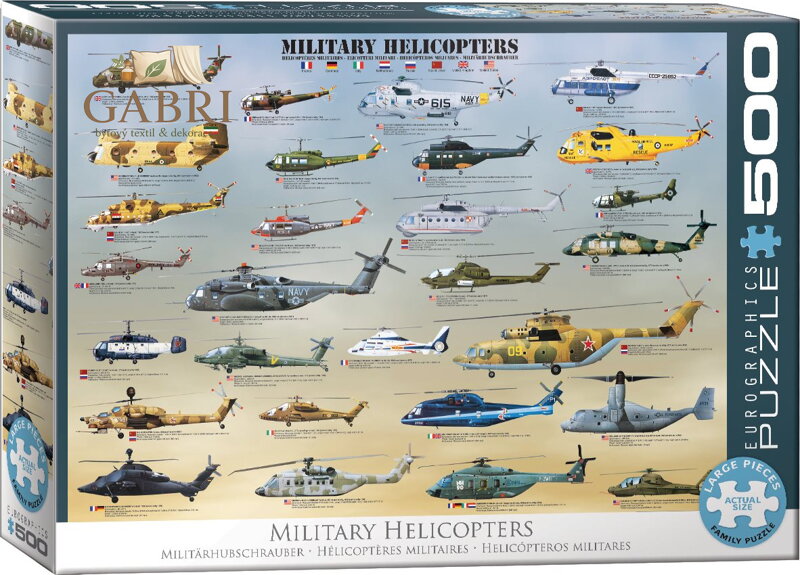 EUROGRAPHICS Puzzle Vojenské helikoptéry XL 500 dílků