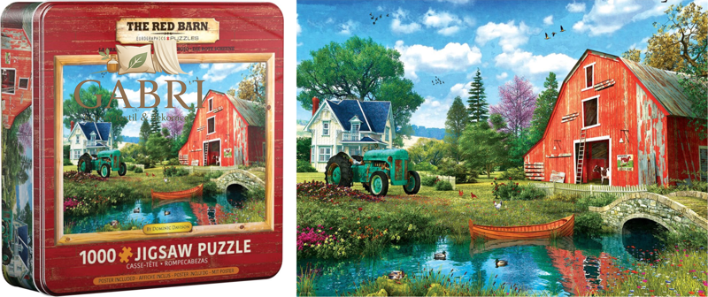 EUROGRAPHICS Puzzle v plechové krabičce Červená stodola 1000 dílků