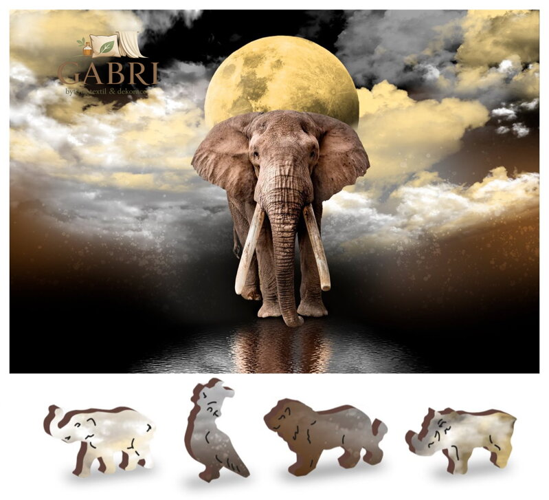 WOODEN CITY Dřevěné puzzle Sloní sny 2v1, 75 dílků EKO