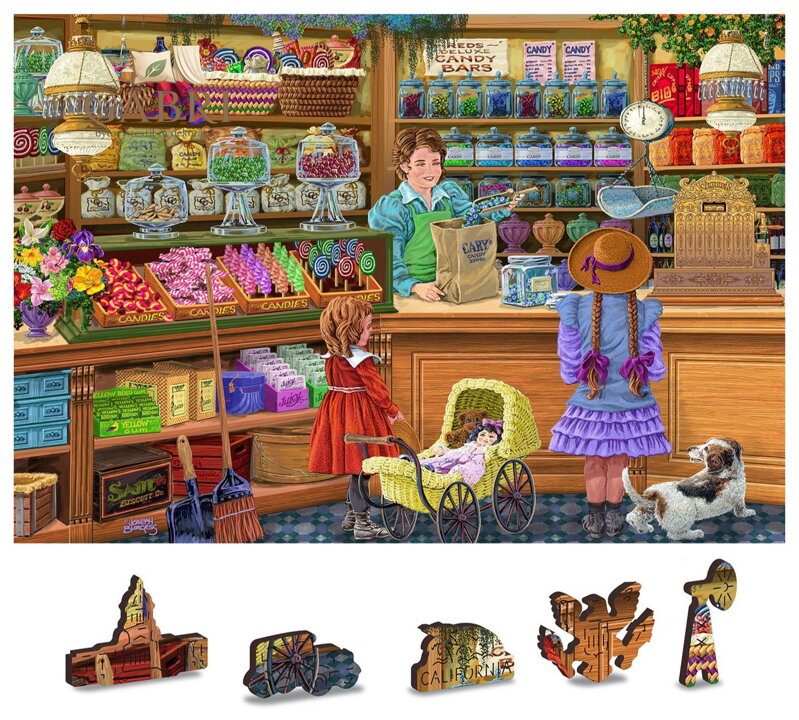 WOODEN CITY Dřevěné puzzle Sladké dobrodružství 2v1, 1000 dílků EKO