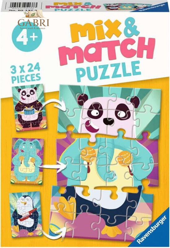 RAVENSBURGER Puzzle Mix&Match: Legrační zvířátka 3x24 dílků