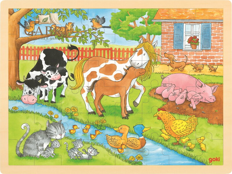 GOKI Dřevěné puzzle Život na farmě 48 dílků