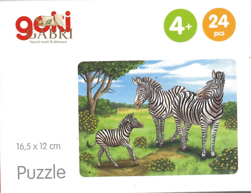 GOKI Dřevěné puzzle Africká zvířata: Zebry 24 dílků