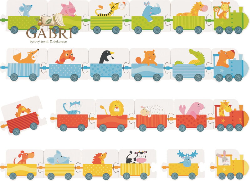 GOKI Puzzle hra s kostkami Vláčky