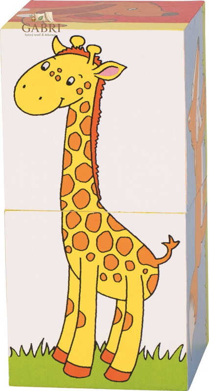 GOKI Dřevěné kostky Zvířátka, 2 kostky