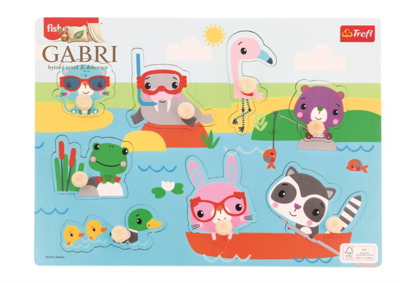 TREFL Dřevěná vkládačka Fisher Price Zvířátka u vody
