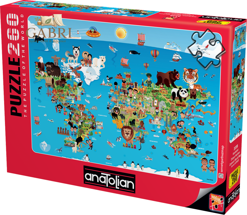 ANATOLIAN Puzzle Kreslená mapa světa 260 dílků