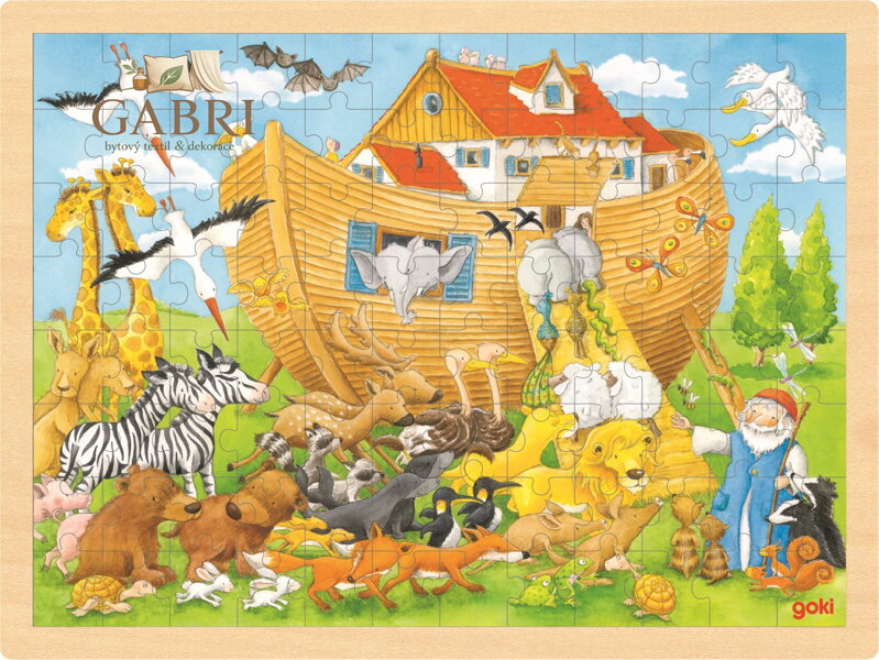 GOKI Dřevěné puzzle Noemova archa 96 dílků