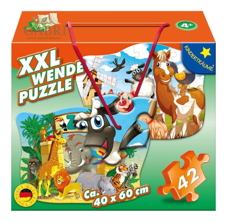 M.I.C. Oboustranné puzzle Zvířátka ze statku a ze ZOO XXL 42 dílků