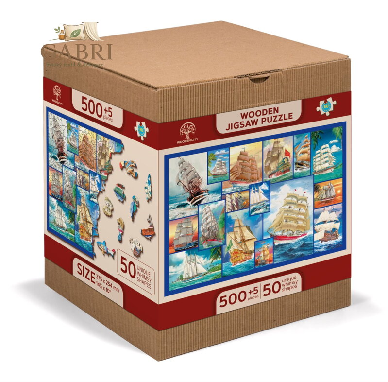 WOODEN CITY Dřevěné puzzle Plachetnice 2v1, 505 dílků EKO