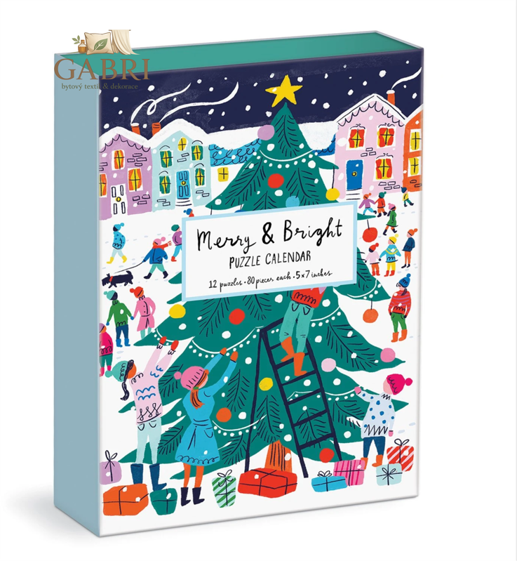 GALISON Puzzle Adventní kalendář: Veselé a třpytivé 12x80 dílků