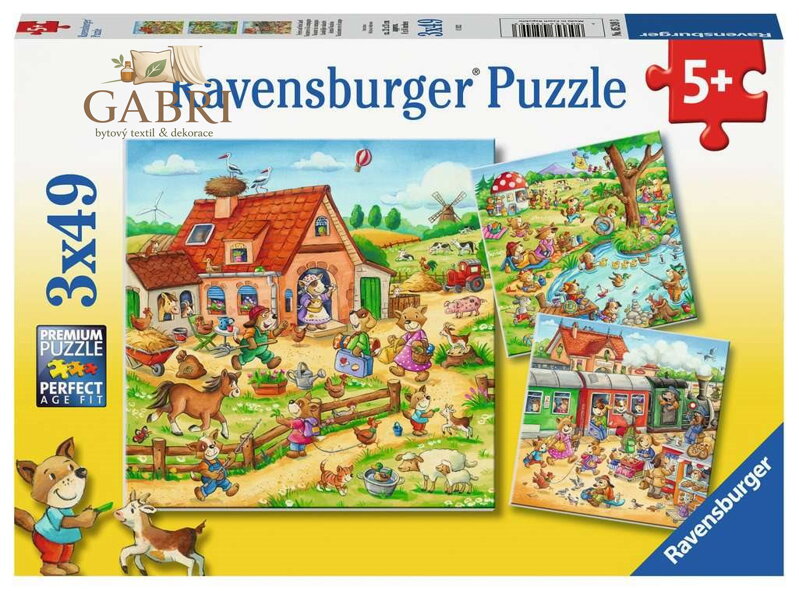 RAVENSBURGER Puzzle Prázdniny na venkově 3x49 dílků