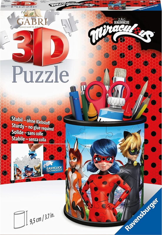 RAVENSBURGER 3D puzzle stojan: Kouzelná Beruška a Černý Kocour 57 dílků