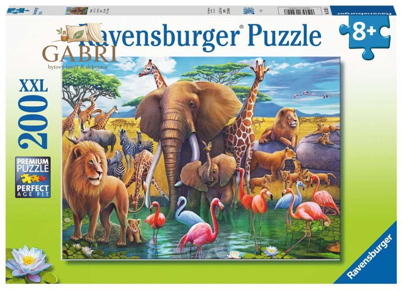 RAVENSBURGER Puzzle Zvířata u napajedla XXL 200 dílků