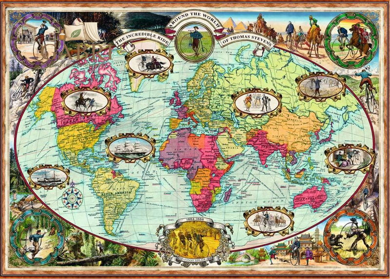 RAVENSBURGER Puzzle Cesta kolem světa na kole 1000 dílků