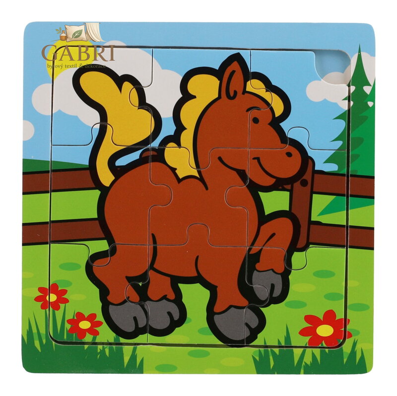 TEDDIES Dřevěné puzzle Moje první zvířátka: Koník 9 dílků