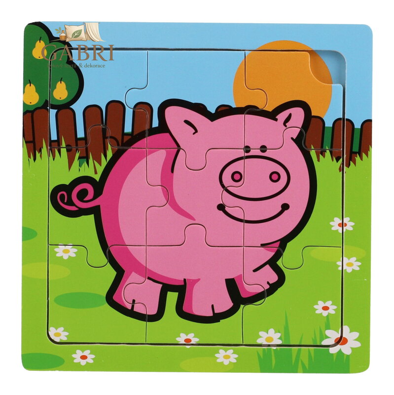 TEDDIES Dřevěné puzzle Moje první zvířátka: Prasátko 9 dílků