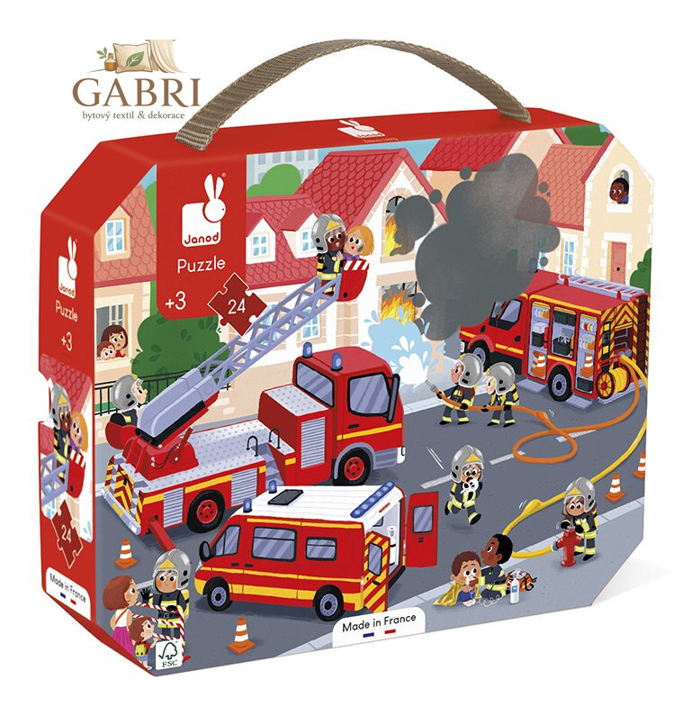 JANOD Puzzle v kufříku Požárníci 24 dílků