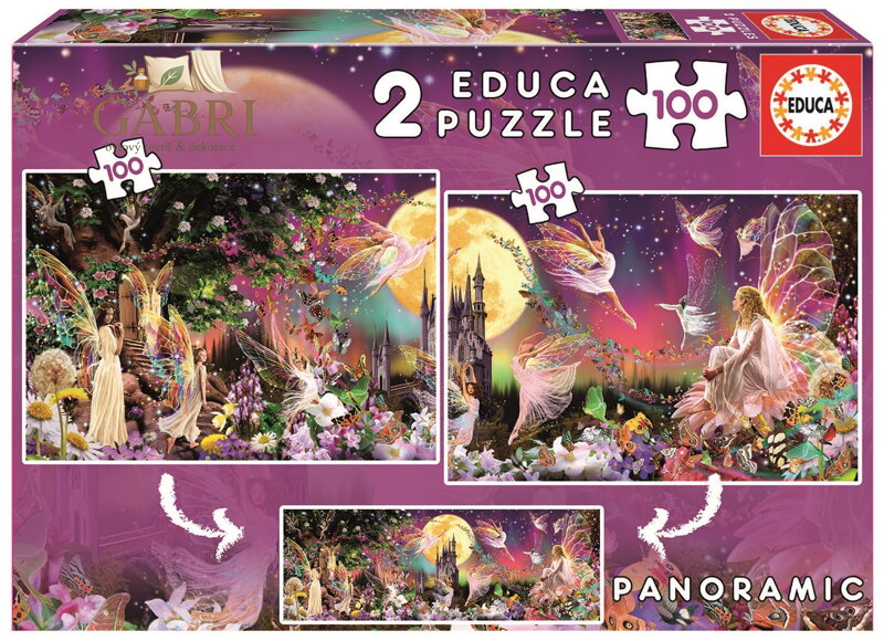 EDUCA Puzzle Panorama Pohádkové víly 2x100 dílků