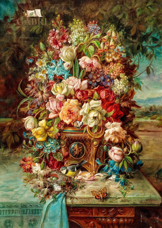 ENJOY Puzzle Květinové zátiší se sýkorkou 1000 dílků