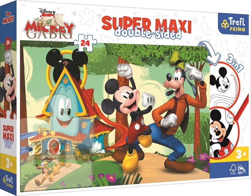TREFL Oboustranné puzzle Mickeyho klubík SUPER MAXI 24 dílků