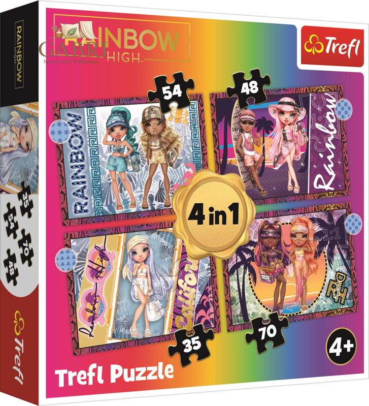 TREFL Puzzle Rainbow High: Módní panenky 4v1 (35,48,54,70 dílků)