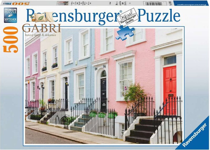 RAVENSBURGER Puzzle Barevné městské domy v Londýně 500 dílků