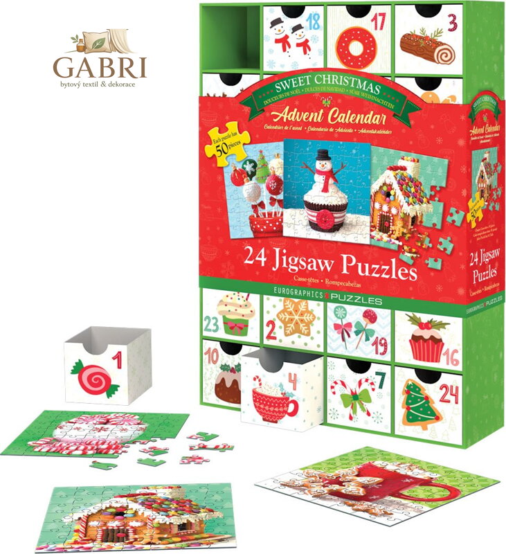 EUROGRAPHICS Puzzle Adventní kalendář: Sladké Vánoce 24x50 dílků